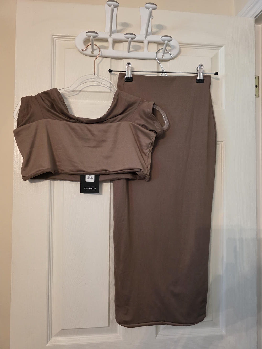 Fashion Nova Not Welcome Off Shoulder Set - Mocha